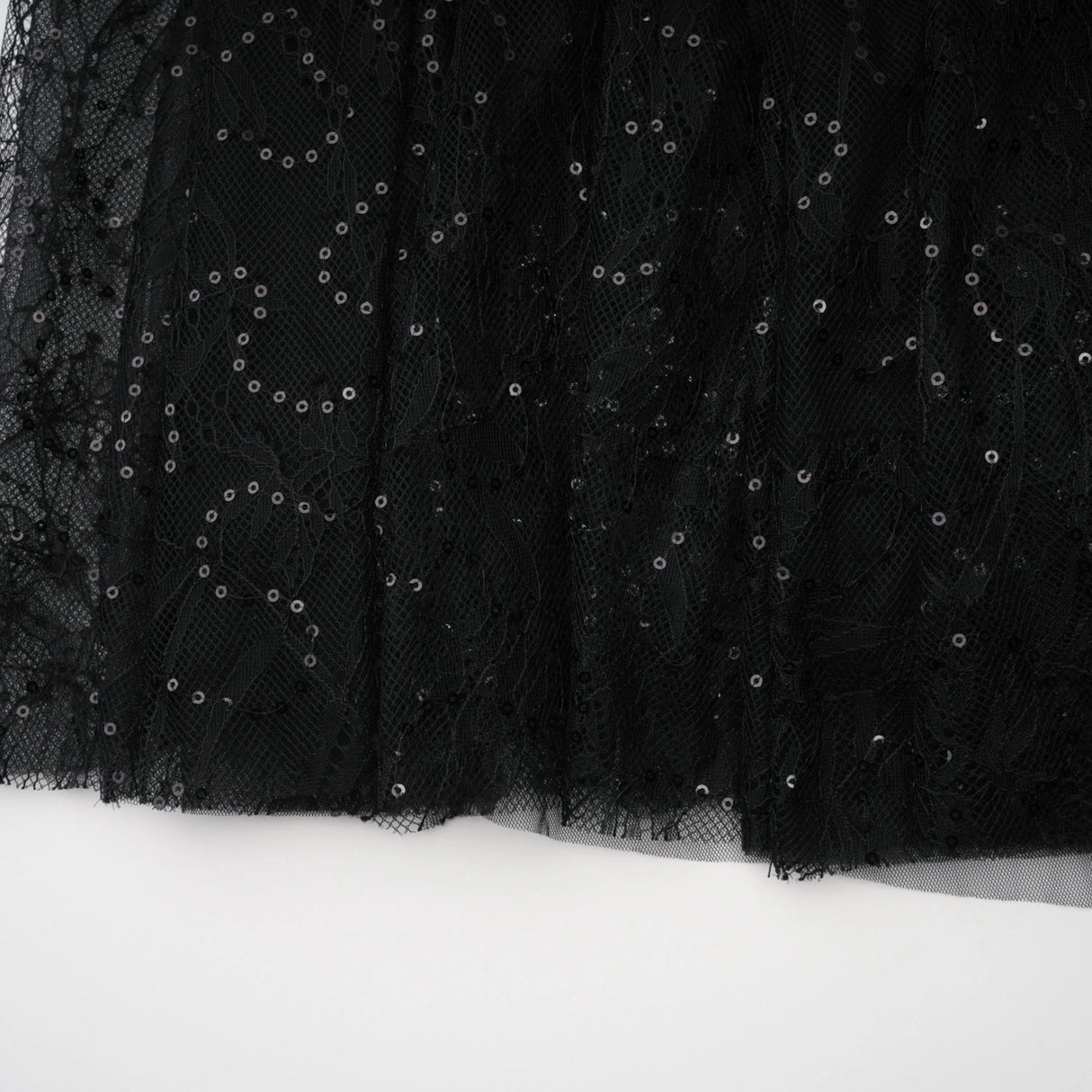 Velia Black Lace Glitter Tulle Maxi Gown
