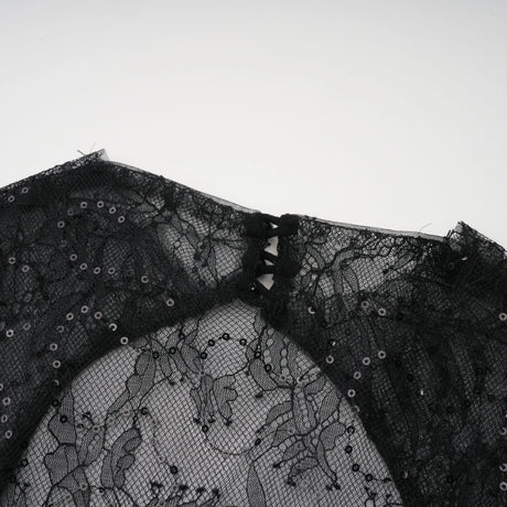 Nora Black Lace Glitter Tulle Maxi Gown