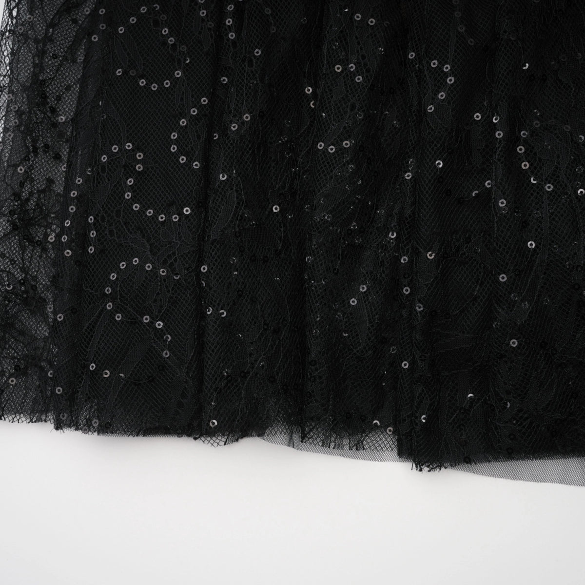 Velia Black Lace Glitter Tulle Maxi Gown