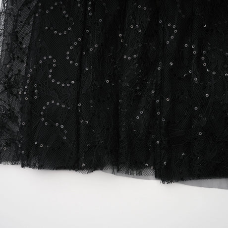 Nora Black Lace Glitter Tulle Maxi Gown