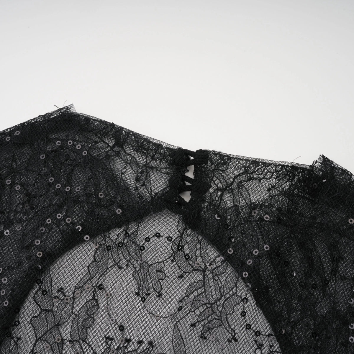 Velia Black Lace Glitter Tulle Maxi Gown
