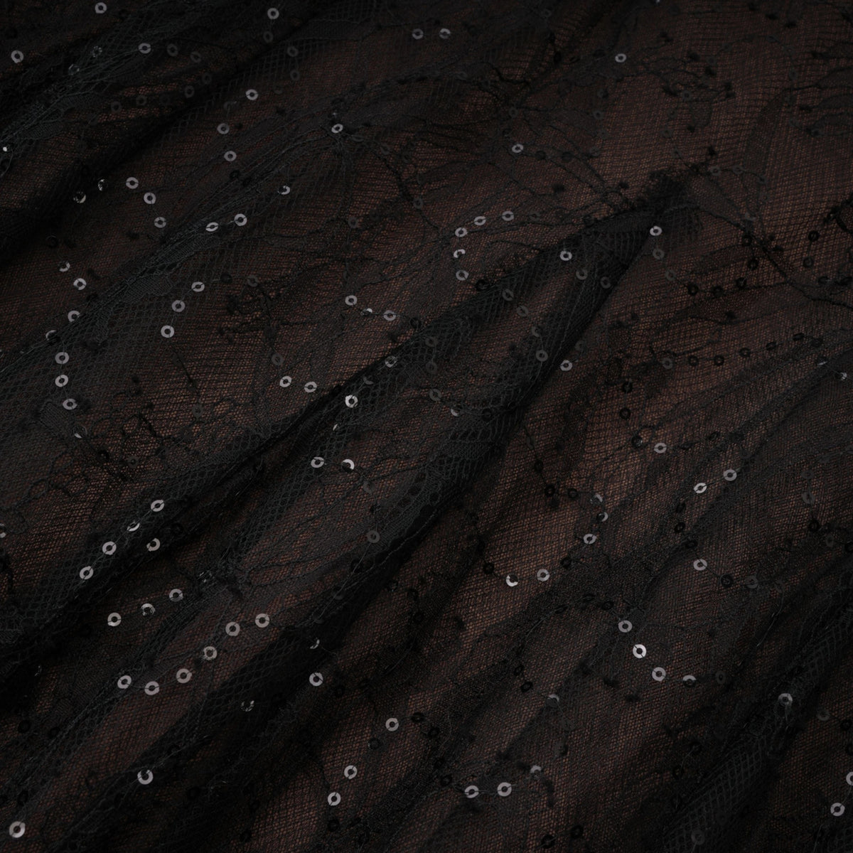 Velia Black Lace Glitter Tulle Maxi Gown