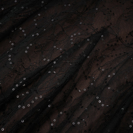 Velia Black Lace Glitter Tulle Maxi Gown
