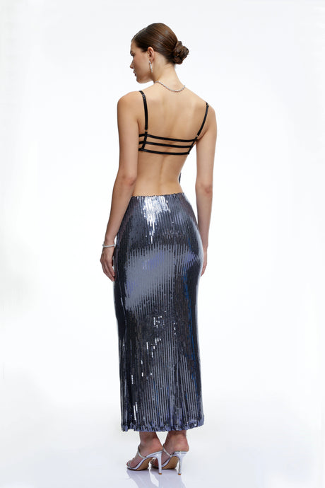 Adrianna Maxi Dress Blue Color Block Sequin