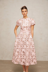 Vérane pink guipurelace midi dress