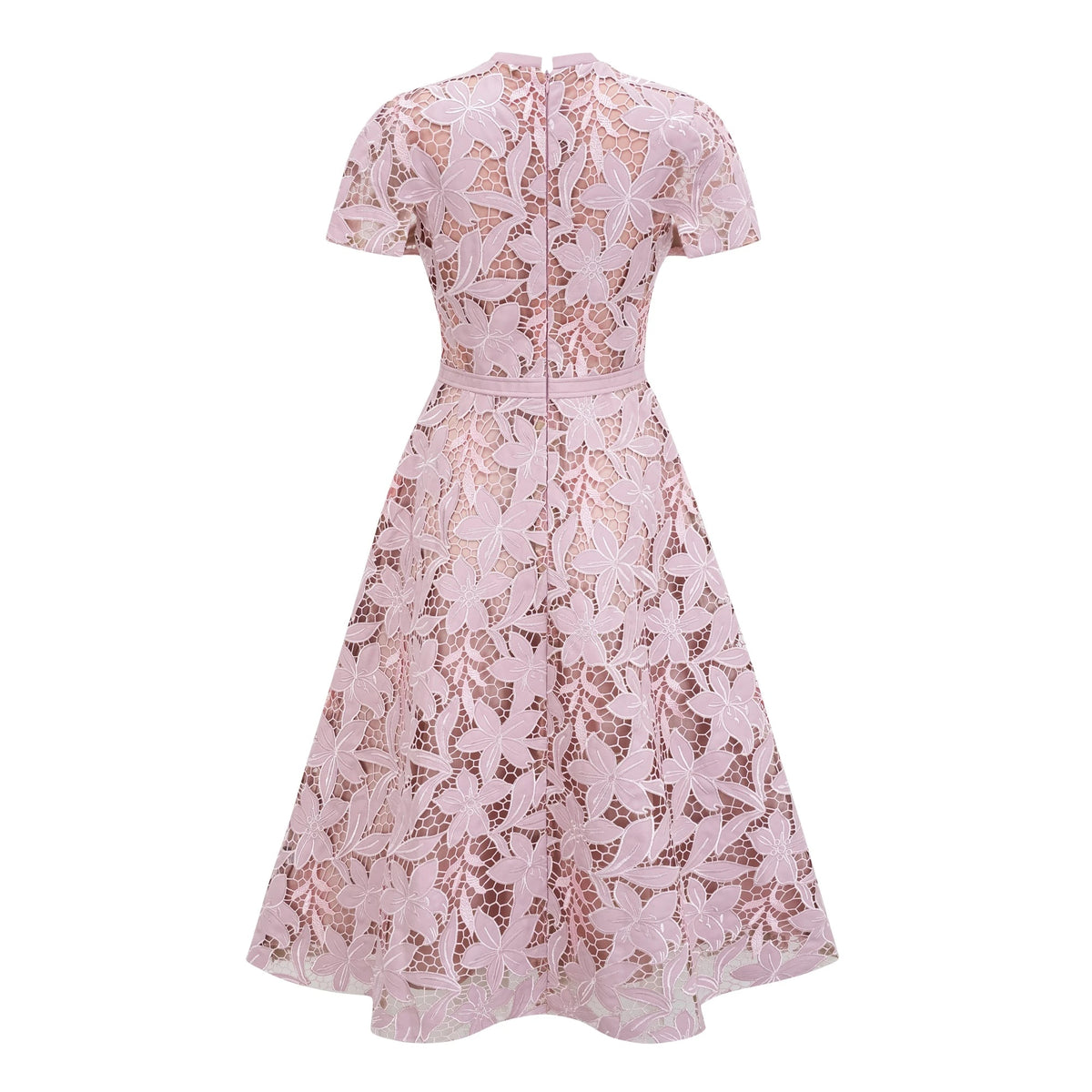 Vérane pink guipurelace midi dress