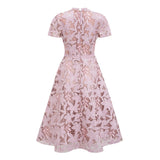 Vérane pink guipurelace midi dress