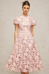Vérane pink guipurelace midi dress