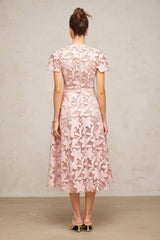 Vérane pink guipurelace midi dress