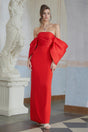 Verity Red Off Shoulder Gathered Maxi Gown
