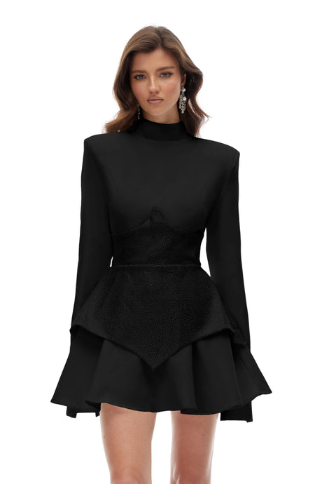 Paityn Mini Dress Black Rhinestone Embellished