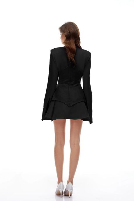 Paityn Mini Dress Black Rhinestone Embellished
