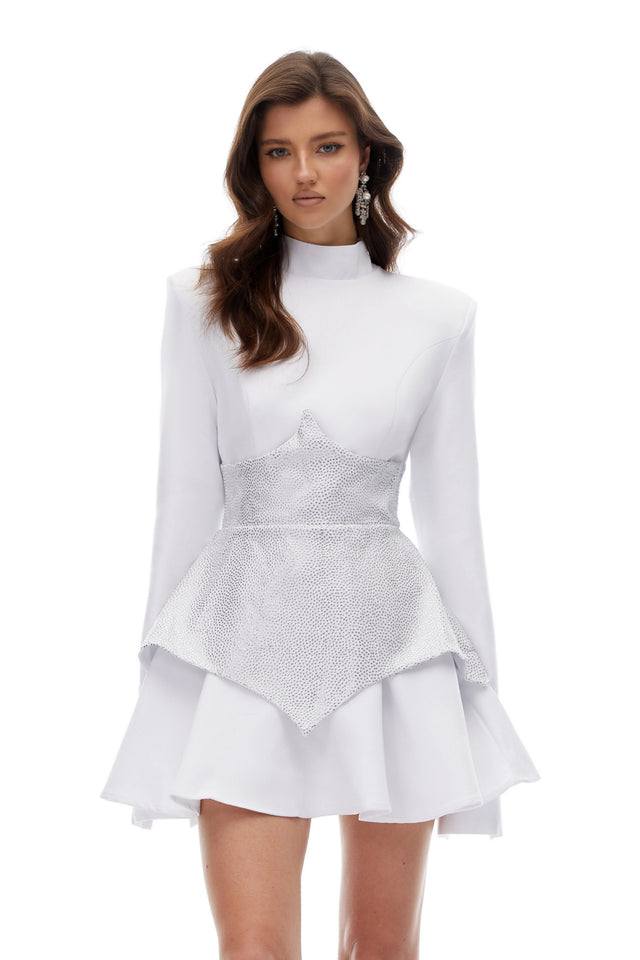 Veronica White Rhinestone Embellished Mini Dress
