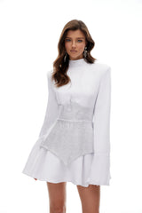 Veronica White Rhinestone Embellished Mini Dress