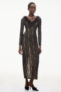 Vesna Black Ruffled Lace Midi Dress