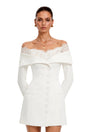 Vianne White Off Shoulder Mini Dress with Lace Trim