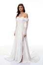 Víctor White OffShoulder Lace Panel Maxi Dress