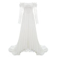 Víctor White OffShoulder Lace Panel Maxi Dress