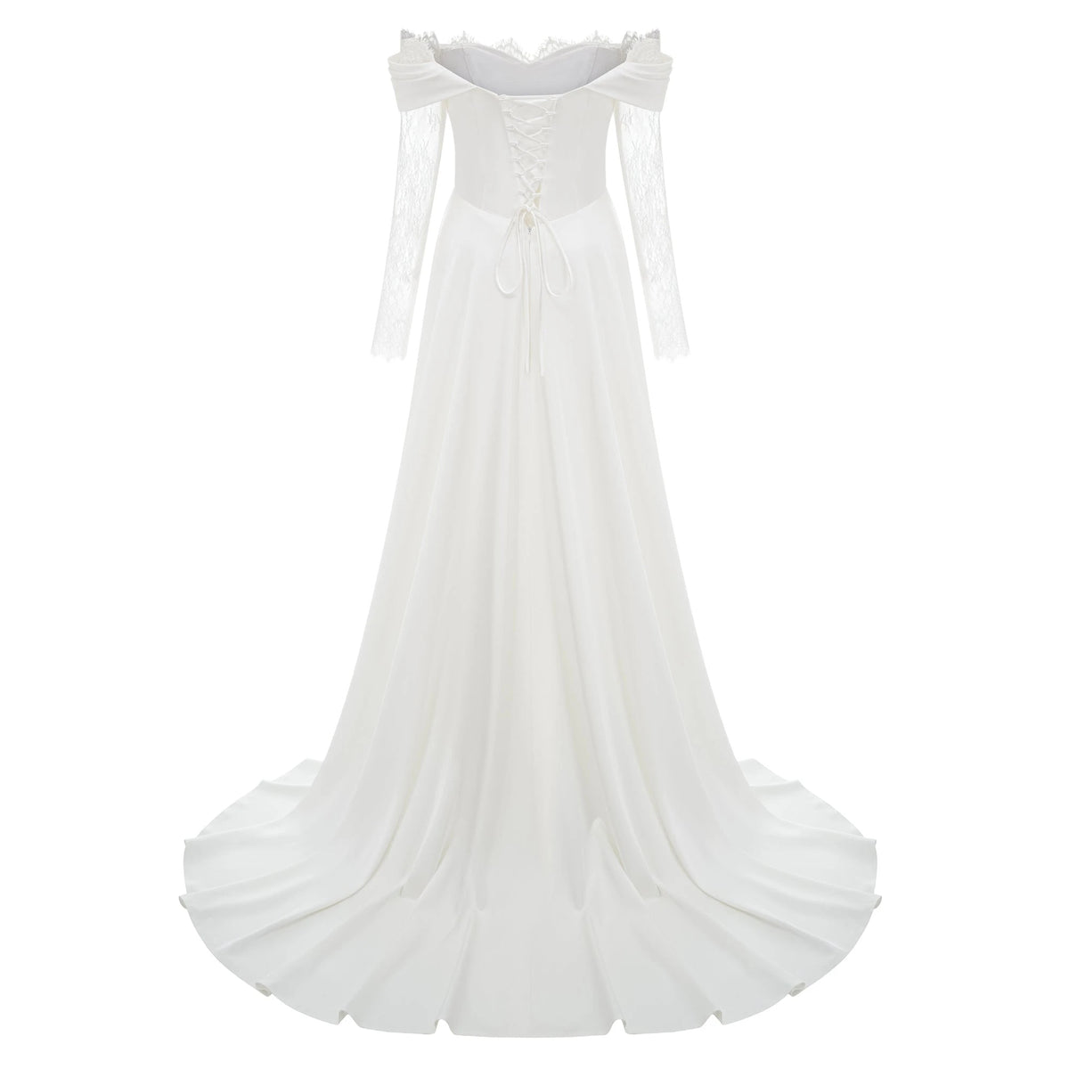 Víctor White OffShoulder Lace Panel Maxi Dress
