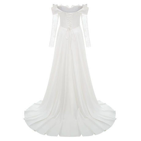 Natalia Maxi Dress White Off-Shoulder Lace Panel