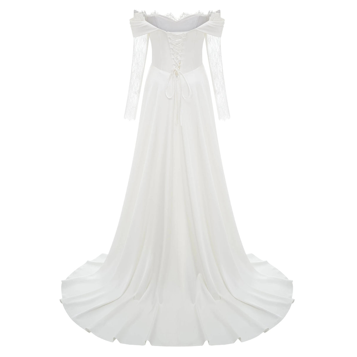 Víctor White OffShoulder Lace Panel Maxi Dress