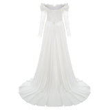 Víctor White OffShoulder Lace Panel Maxi Dress