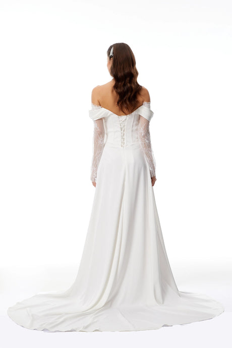 Natalia Maxi Dress White Off-Shoulder Lace Panel