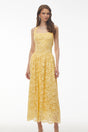 Victoria Butter Yellow Floral Lace Halterneck Midi Dress