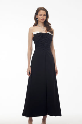 Victoria Color Block Off Shoulder Maxi Dress with Bow
