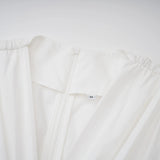 Vienne White LaceUp Pleated Maxi Dress