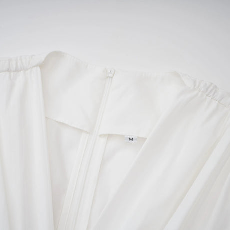 Emilia Maxi Dress White Lace-Up Pleated