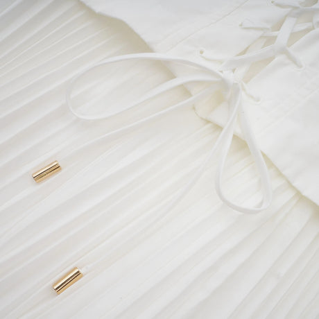 Emilia Maxi Dress White Lace-Up Pleated