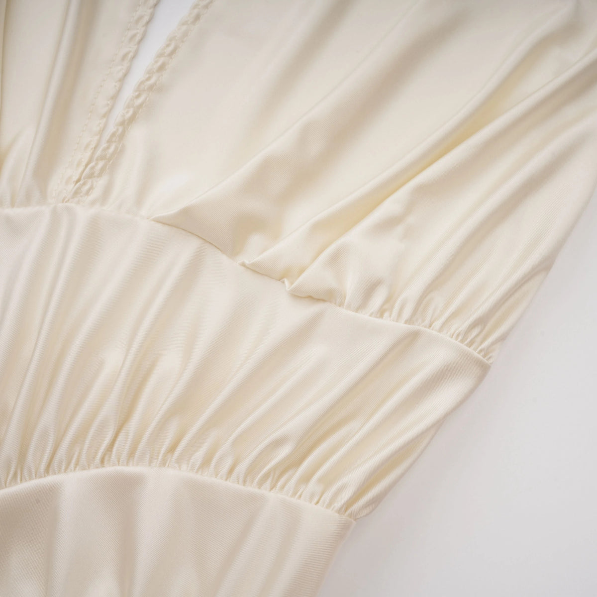 Vilhelmiina Cream White Halterneck Shirred Maxi Dress
