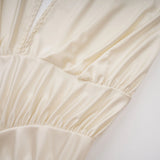 Vilhelmiina Cream White Halterneck Shirred Maxi Dress