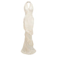 Vilhelmiina Cream White Halterneck Shirred Maxi Dress