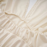 Vilhelmiina Cream White Halterneck Shirred Maxi Dress