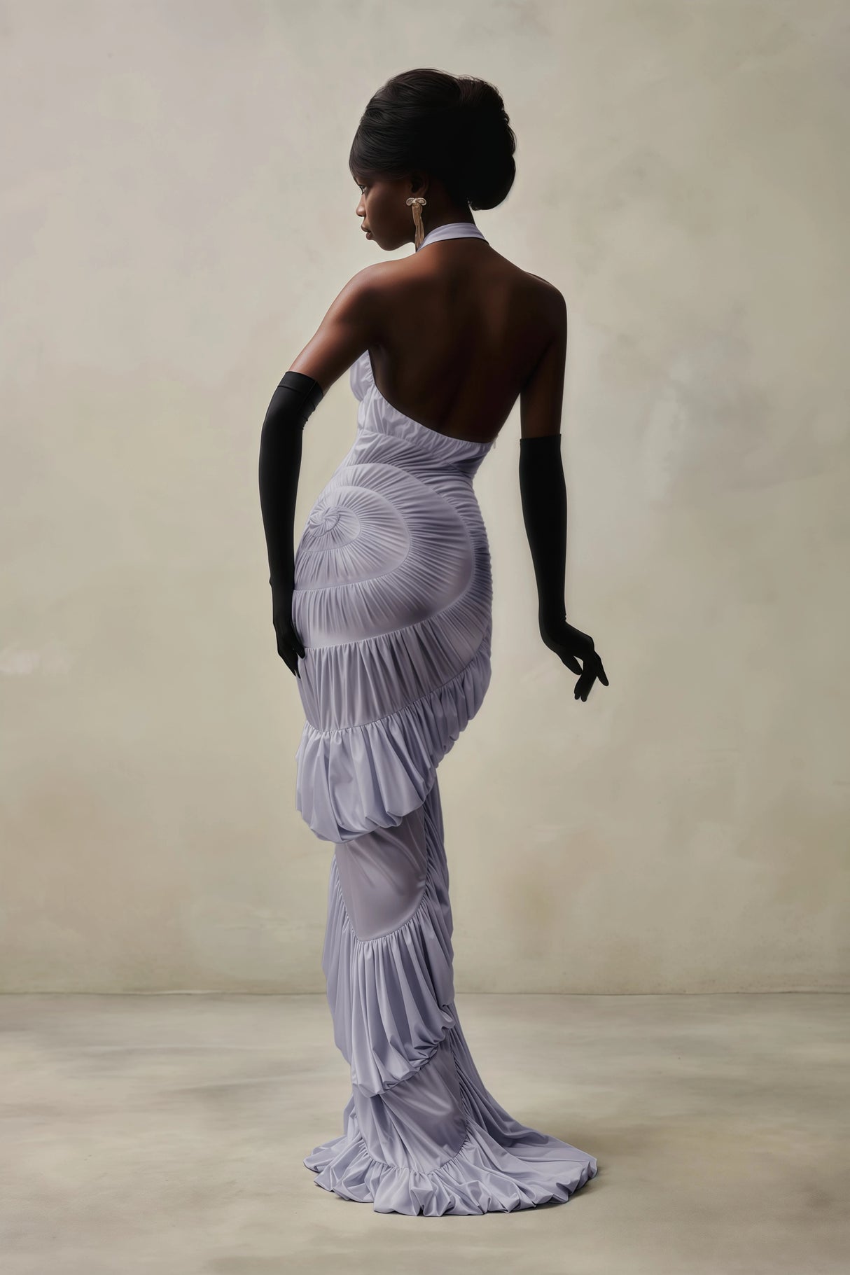 Vilhelmiina Purple Halterneck Shirred Maxi Dress