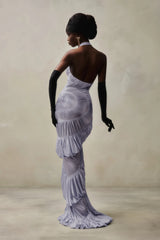 Vilhelmiina Purple Halterneck Shirred Maxi Dress