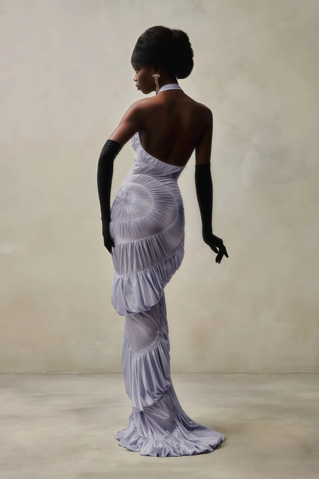 Freya Maxi Dress Purple Halterneck Shirred