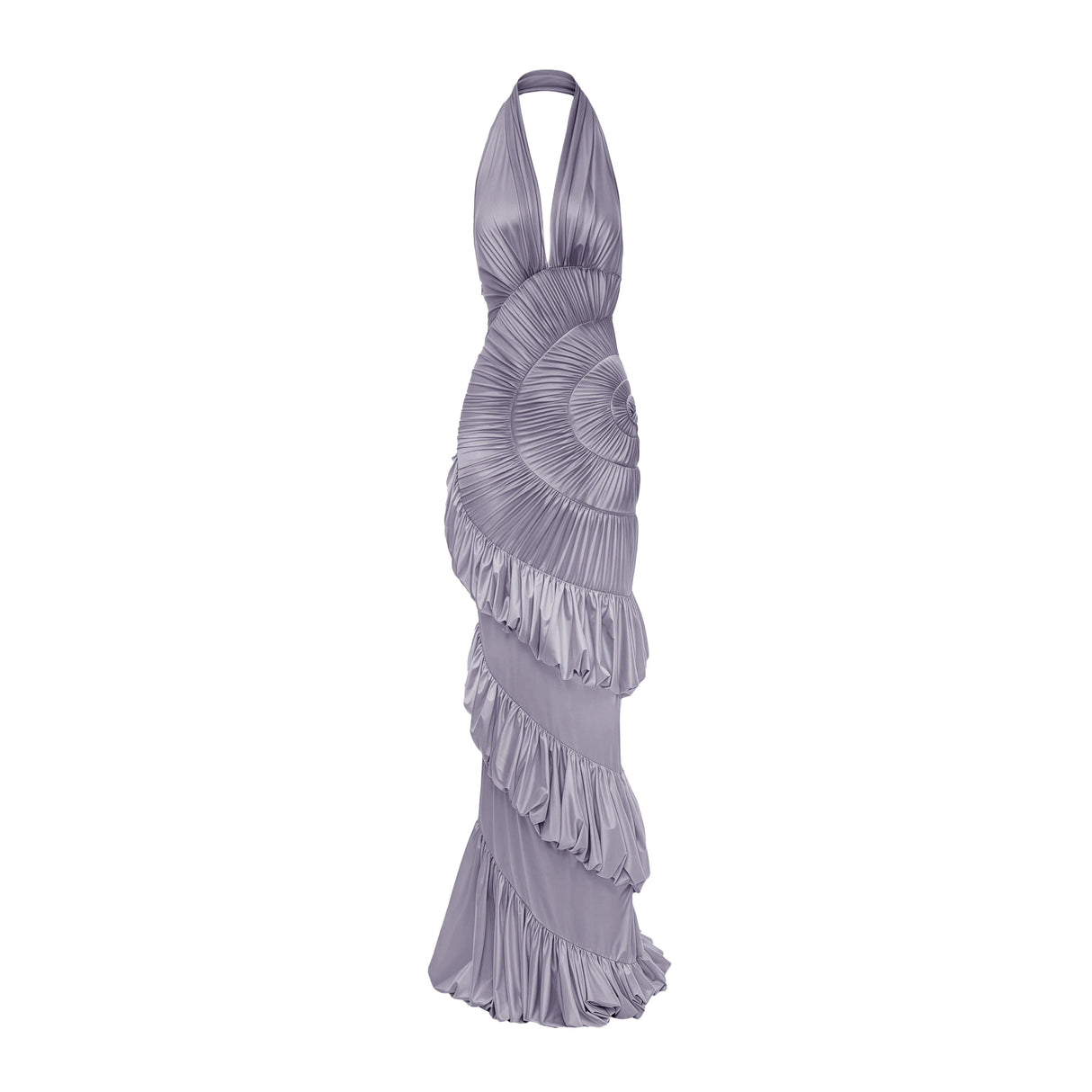 Vilhelmiina Purple Halterneck Shirred Maxi Dress