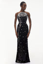 Violet Black Embellished Overlay Maxi Dress