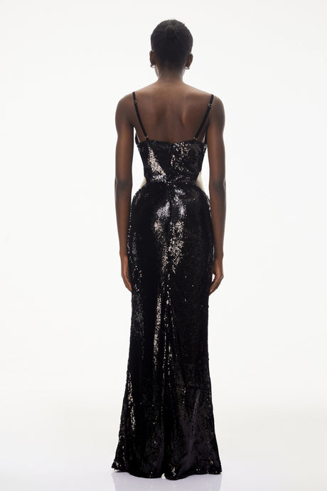 Franca Maxi Dress Black Embellished Overlay