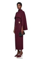 Violet Burgundy Cape Maxi Dress
