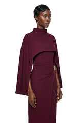 Violet Burgundy Cape Maxi Dress