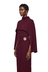 Violet Burgundy Cape Maxi Dress