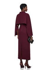Violet Burgundy Cape Maxi Dress