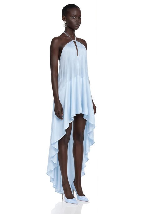 Lodovica Maxi Dress Blue Halterneck Fringe