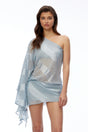 Vivian Blue One Shoulder Rhinestone Mini Dress