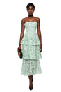 Viviana Green Tiered Midi Dress with 3D Florals