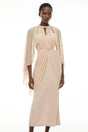 Vivienne  Ruched Maxi Dress with Cape Sleeves